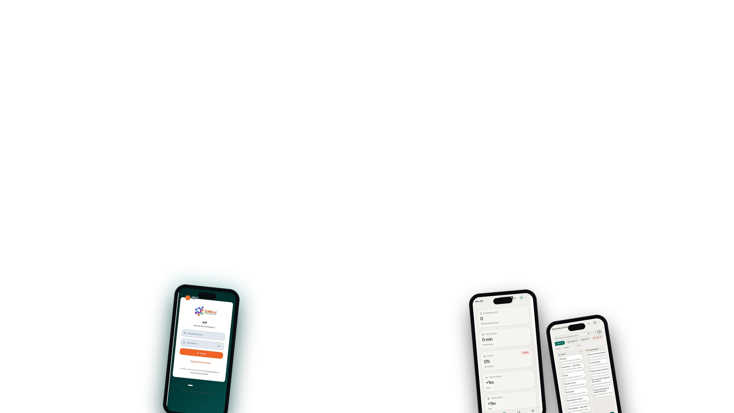 Jubs no celular: login, Meu Dia e kanban
